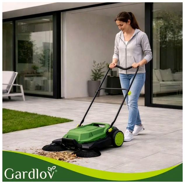 Ручная подметальная машина 68 см 3 щетки для уборки двора 24 л GARDLOV LS-2834 - зображення 3