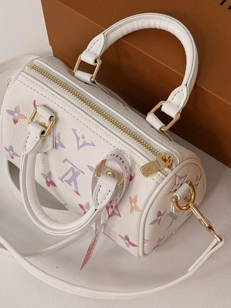 Жіноча сумка Louis Vuitton Nano Speedy Aquarelle Premium білий - Фото 4 Жіноча сумка Louis Vuitton Nano Speedy Aquarelle Premium білий - зображення 4