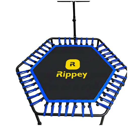 Фитнес батут 130 см с ручкой для дома Rippey черный и синий - изображение 2