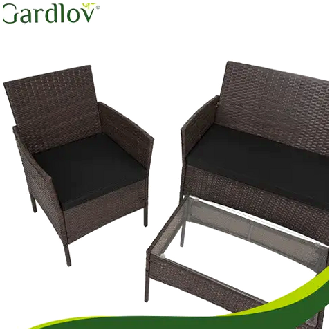 Комплект садовой мебели из техноротанга диван 2 кресла столик Gardlov коричневый - изображение 6