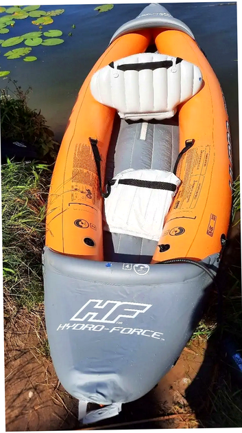 Надувной каяк 2 местный 321x88 см для отдыха на воде оранжево-черный Bestway HM-0554 - зображення 5