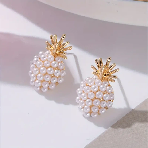 Сережки біжутерні "Ананаси" золотисті - Фото 5 Сережки біжутерні "Ананаси" золотисті - зображення 5