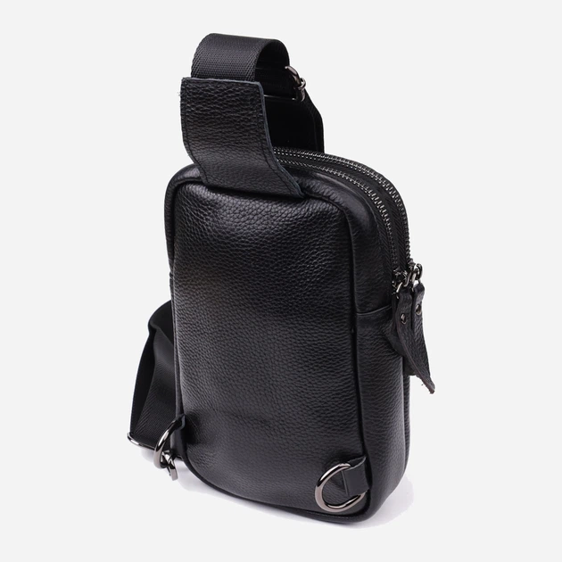 Сумка слинг через плечо мужская из натуральная кожи Vintage leather-22955 Черная - изображение 3