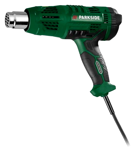 Электрический строительный фен 2000 Вт 5 режимов для дома 4 насадки Parkside HM-0033 - Фото 5 Электрический строительный фен 2000 Вт 5 режимов для дома 4 насадки Parkside HM-0033 - изображение 5