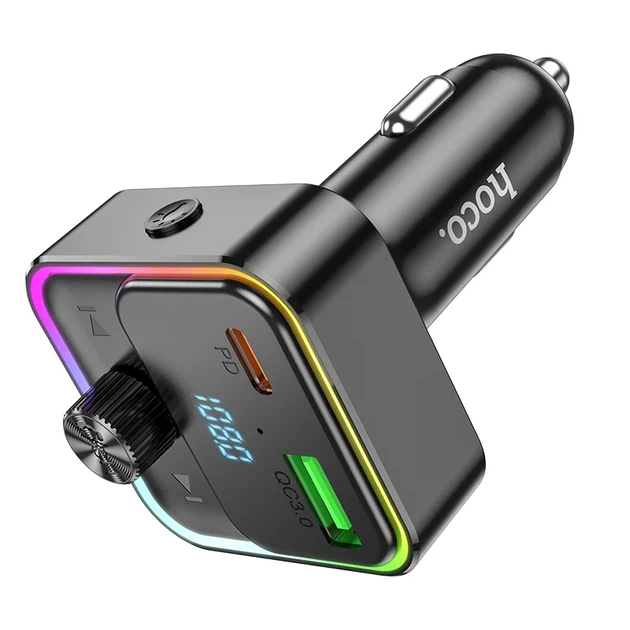 FM-трансмітер HOCO E81 30W Bluetooth 5.0 USB Type-C Black 80x43x44 мм - зображення 5