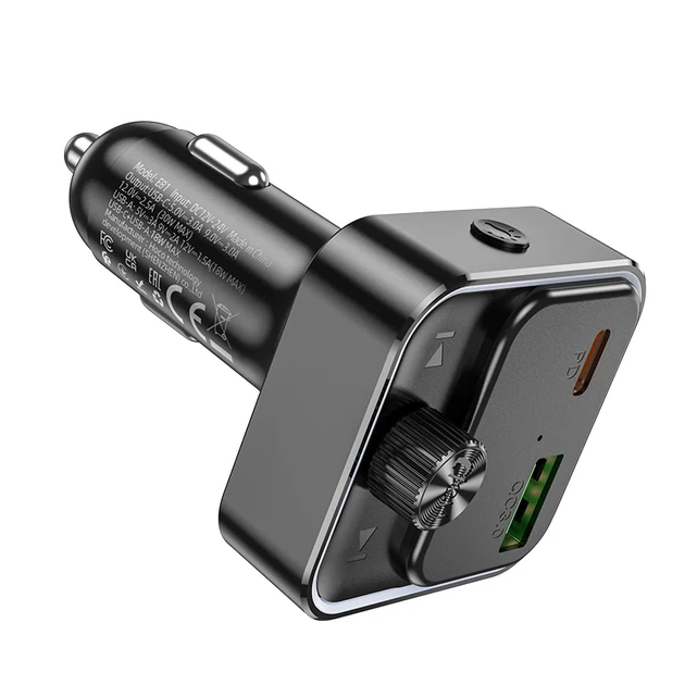 FM-трансмітер HOCO E81 30W Bluetooth 5.0 USB Type-C Black 80x43x44 мм - зображення 6