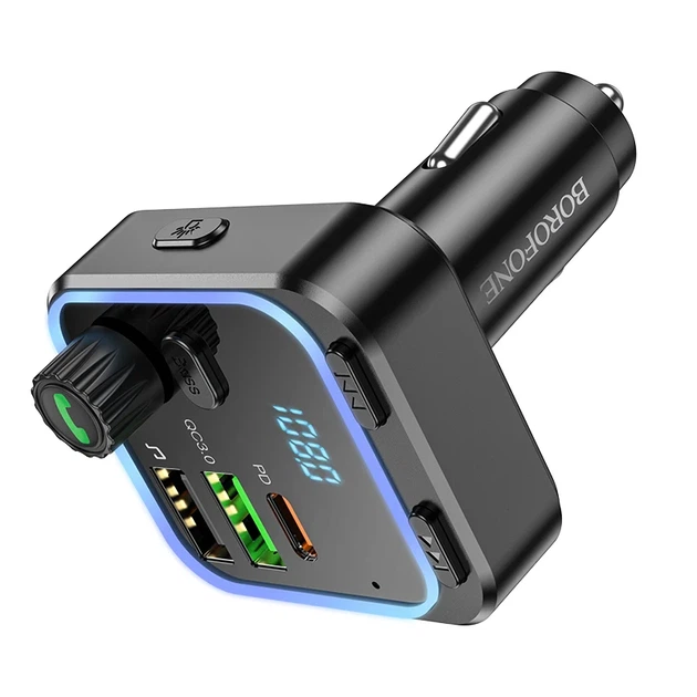 FM-модульатор Borofone BC53 Highway Bluetooth 5.0 38W 3 USB порта Чёрный - изображение 5