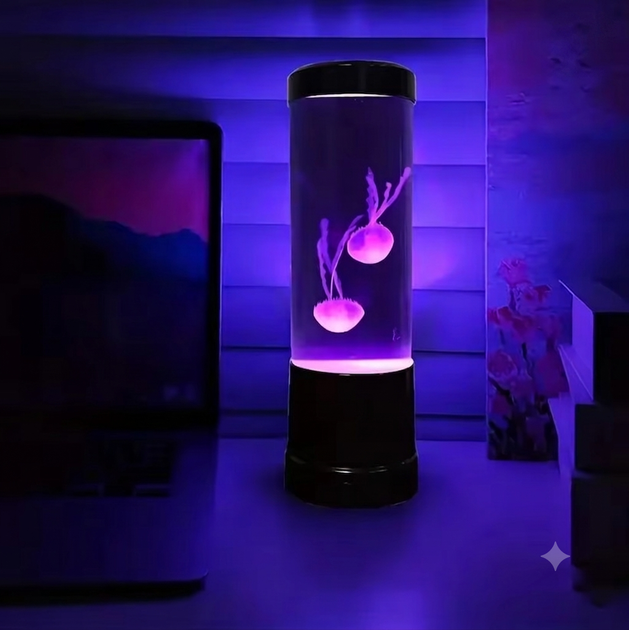 Світлодіодний нічник Медуза 3D з пультом LED лампа-акваріум для дитячої 22 см 8 кольорів підсвічування з USB Jellyfish mood lamp - зображення 2