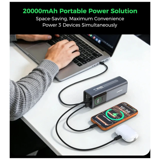 Батарея універсальна Choetech 20000mAh, PD/100W, QC, AFC, AC input (B1012) - Фото 4 Батарея універсальна Choetech 20000mAh, PD/100W, QC, AFC, AC input (B1012) - зображення 4