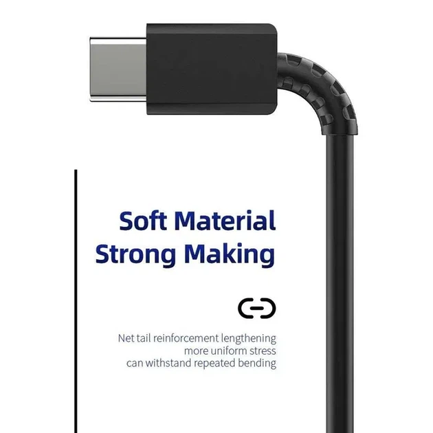 Кабель USB for Type-C 45W швидка зарядка для Samsung Galaxy 1 м Чорний - зображення 4