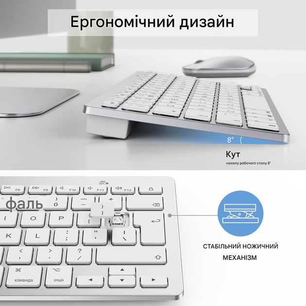 Комплект Bluetooth-клавіатури та миші для Mac, надтонкий OMOTON - зображення 7