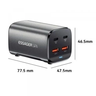 Зарядний пристрій Essager 2xUSB-C + 2xUSB 67W GaN (ECT2AC-JYB0G-Z) - Фото 7 Зарядний пристрій Essager 2xUSB-C + 2xUSB 67W GaN (ECT2AC-JYB0G-Z) - зображення 7