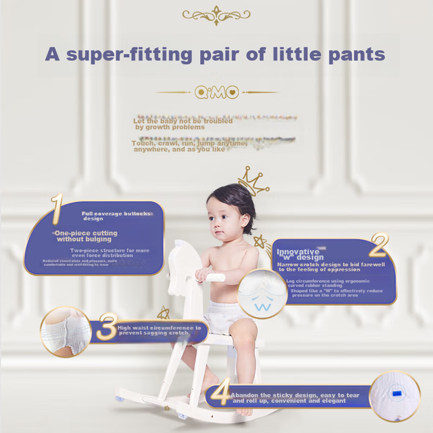 Підгузки Q-MO Royal Ultra-Soft Pull-Up XXXL 14 штук (18 кг і вище), еластичні штани екстра великого розміру, ультратонкі та дихаючі - Фото 10 Підгузки Q-MO Royal Ultra-Soft Pull-Up XXXL 14 штук (18 кг і вище), еластичні штани екстра великого розміру, ультратонкі та дихаючі - изображение 10