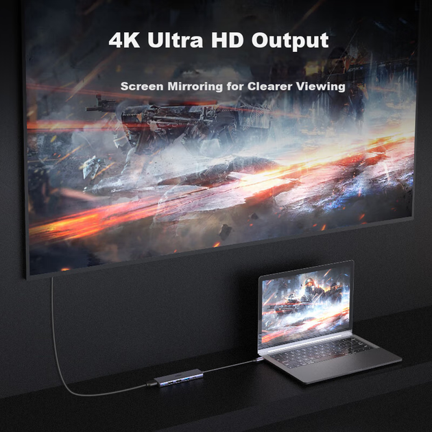 Док-станція розширення Netac Type-C, концентратор USB-C, конвертер HDMI, адаптер 4K, швидка зарядка PD, сумісний з ноутбуками Lenovo, Huawei, iPad, універсальний WF13 - зображення 5