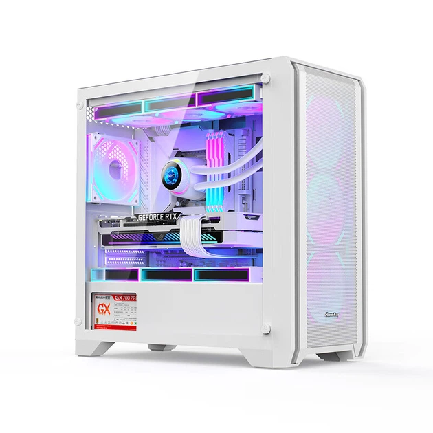Корпус Huntkey GX750S Predator белый M-ATX с сетчатой панелью и стеклянной боковиной, СЖО 360 мм, 12 мест под вентиляторы - изображение 4