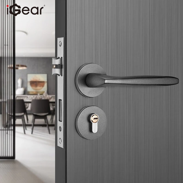 Замок IGear Split Lock, внутренняя дверь спальни, шумопоглощающая, дверная ручка в американском стиле из массива дерева для ванной и туалета, цвет «оружейная сталь». - Фото 10 Замок IGear Split Lock, внутренняя дверь спальни, шумопоглощающая, дверная ручка в американском стиле из массива дерева для ванной и туалета, цвет «оружейная сталь». - изображение 10