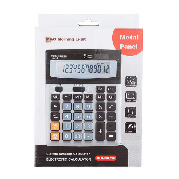 M&G Stationery, Популярный классический настольный офисный калькулятор, 12-разрядный настольный компьютер с большим экраном, Канцелярские товары, Одна упаковка, ADG98716 - изображение 5
