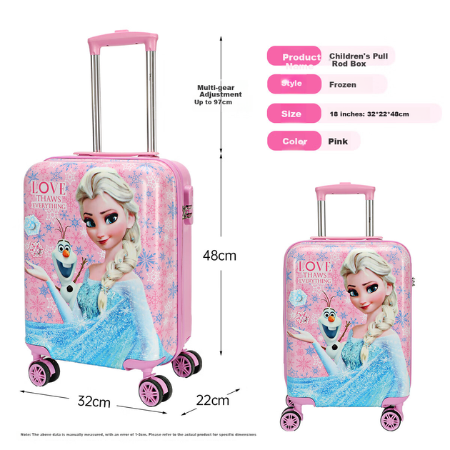 Детский чемодан Mesuca X Disney Frozen, 18 дюймов, односторонний, с мультяшным рисунком, подарок на день рождения для девочек. - изображение 9
