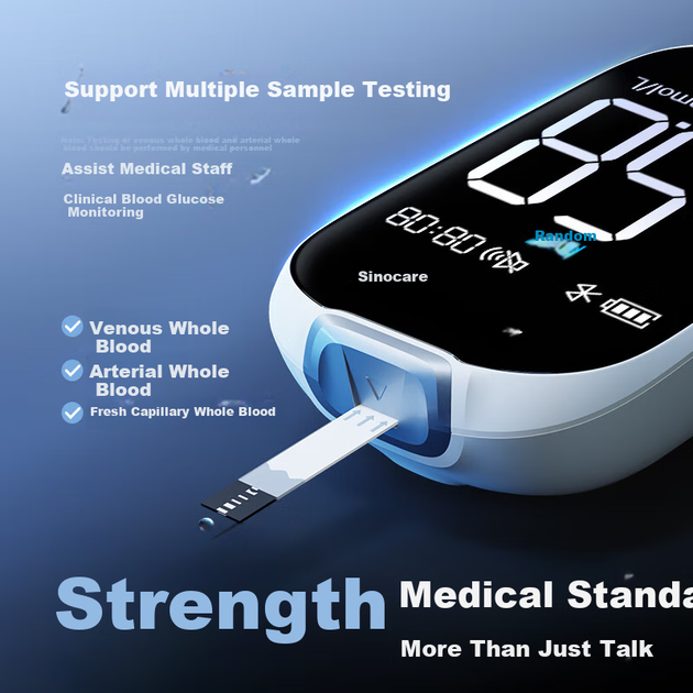 Sinocare монітор глюкози в крові медичного класу дегідрогенази високої точності кольоровий екран Bluetooth модель + 100 тест-смужок - зображення 7