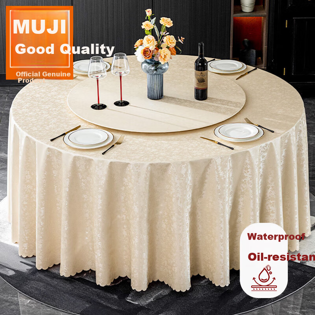 Скатерть MUJI круглая водоотталкивающая с розами, 180 см - изображение 4