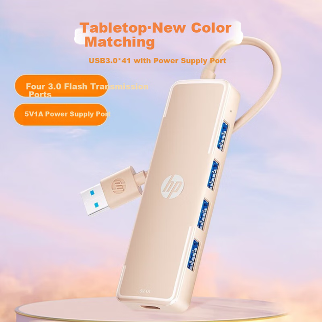 USB-концентратор HP, багатопортовий USB-розгалужувач для комп'ютера, USB-кабель-адаптер-конвертер для подовжувача, док-станція для ноутбука CT100C - зображення 4