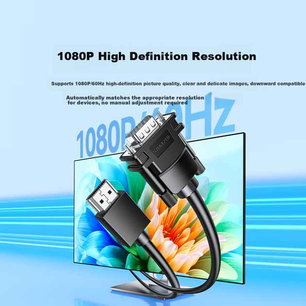 Кабель-переходник SAMZHE SHV30 HDMI–VGA 3 м - изображение 3