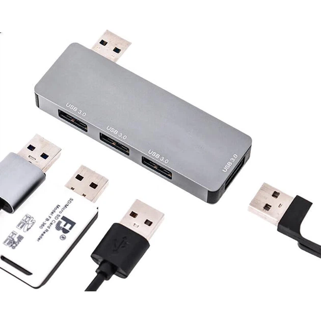 Док-станція розширення Youlianxing Full USB 3.0 з 4 портами на лівому боці, розгалужувач-хаб прямого підключення для ноутбуків та настільних комп'ютерів Apple, Huawei, сумісний з USB-накопичувачами та мишею - зображення 3