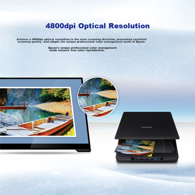 Сканер зображень кольорових фотографій Epson Perfection V19II високої чіткості, планшетний A4, для домашнього та офісного використання, живлення від USB, роздільна здатність 4800 dpi - изображение 5