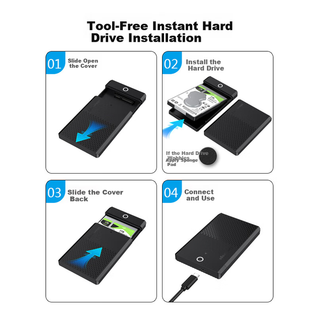 Корпус для внешнего жесткого диска LINSTORAGE 2,5 дюйма SATA для ноутбука, механический SSD-накопитель, USB-адаптер. - изображение 10