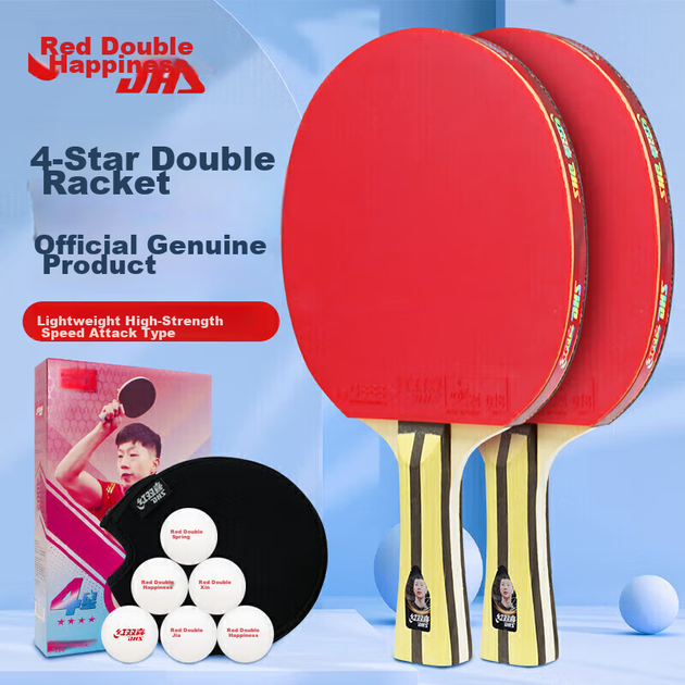 Набор из двух ракеток для настольного тенниса DHS Four-Star H4002, Kuangbiao 3 Classic Set, включая мячи для настольного тенниса. - Фото 4 Набор из двух ракеток для настольного тенниса DHS Four-Star H4002, Kuangbiao 3 Classic Set, включая мячи для настольного тенниса. - изображение 4