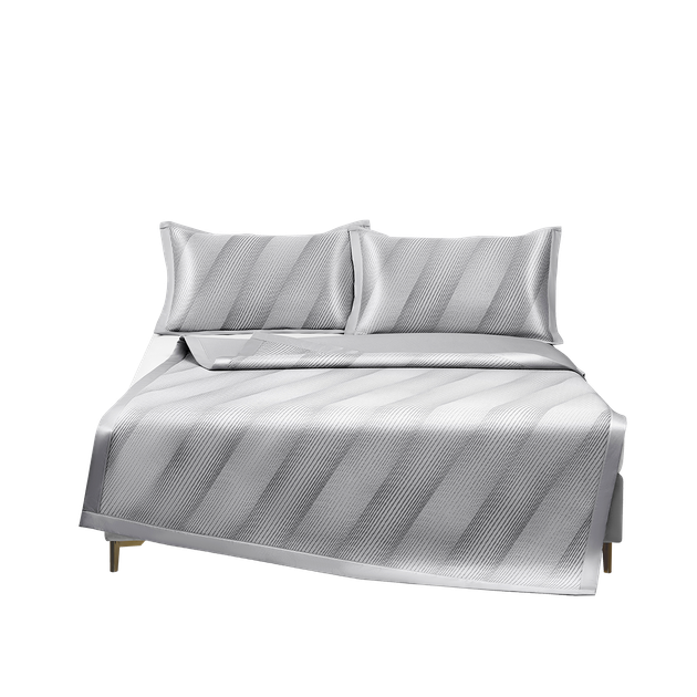 Коврик Luolai Home Textiles Simple Elegance класса А, из углеродного волокна, цвет ледяной шелк, комплект из трех предметов, полосатый серый, 180*200 - изображение 4