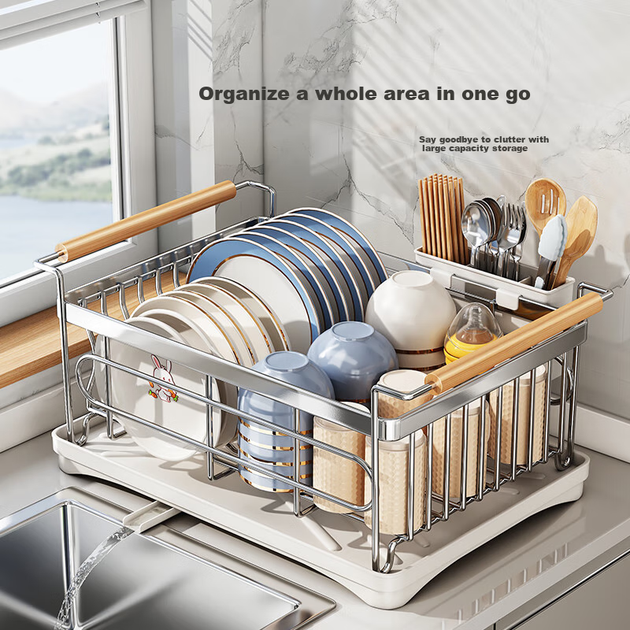 Набор для хранения мисок и тарелок Shuaishi Kitchen из нержавеющей стали 304: сушилка для посуды, органайзер для столовых приборов, полка для хранения. - изображение 6