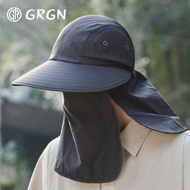 Сонцезахисний капелюх GRGN для чоловіків, капелюх із великими полями, літній захисний щиток для обличчя від ультрафіолету, рибальський капелюх, туристична кепка - зображення 5