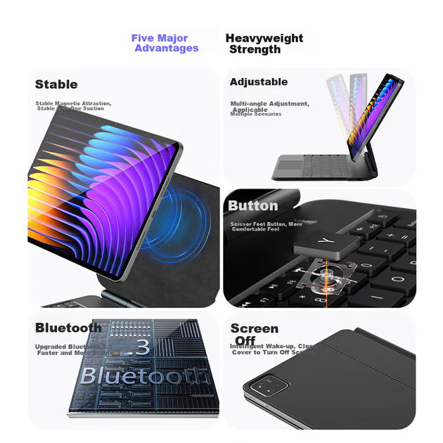 Клавиатура-чехол COOLSTART магнитная для Xiaomi Pad 7 Pro/Pad 8/8 Pro 11.2 дюйма, черная - изображение 4
