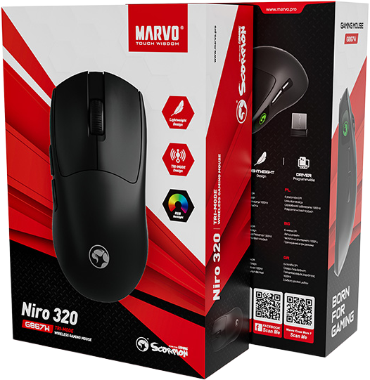 Mysz Marvo Niro 320 Wireless/Bluetooth/USB Black (6932391938447) - obraz 12