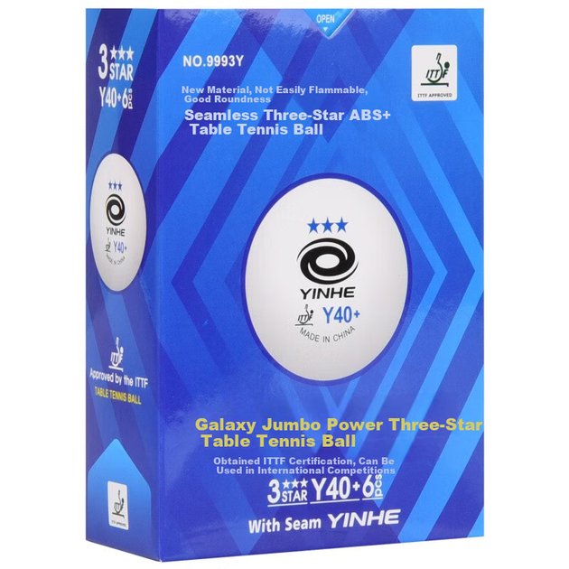 Мячи для настольного тенниса YINHE Three-Star Y40+ из нового материала, для соревнований, белые, упаковка 12 шт - изображение 7