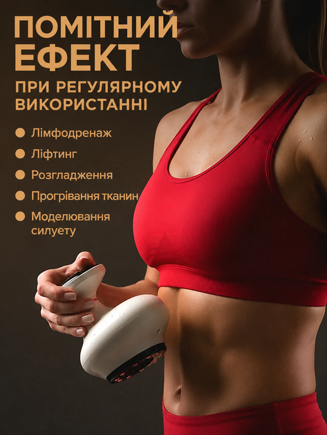Вакуумный антицеллюлитный массажер для тела с инфракрасным прогревом, 18 режимов, USB, Белый. - изображение 6