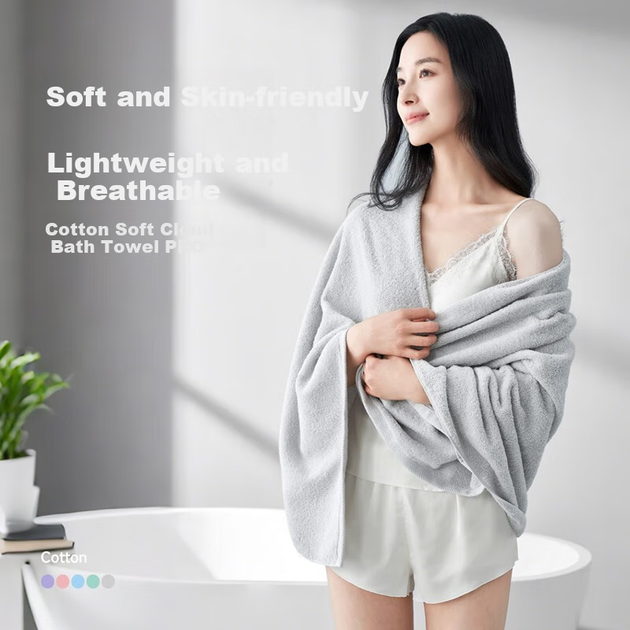 Полотенце банное UCHINO Soft Cloud из хлопка с мешком для стирки, сине-зеленое - изображение 10