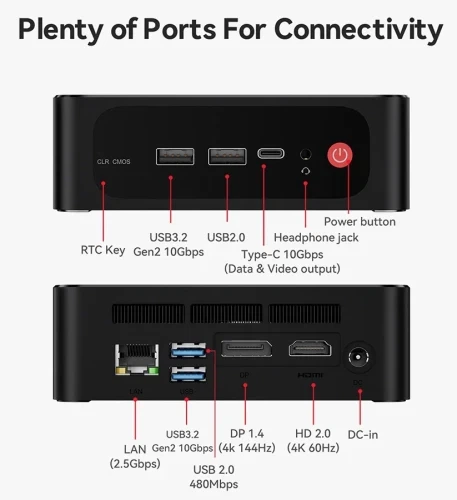 Неттоп Beelink SER5 MAX, Black, Ryzen 7 6800H, 32Gb, 500Gb, 680M, Win11P - изображение 3