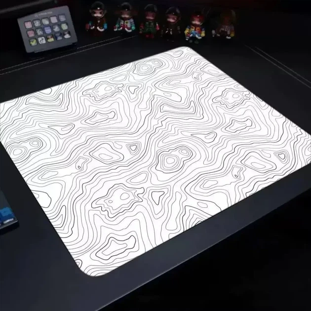 Килимок для миші 450х400х5 мм. White Contour, белый с линиями, из ткани и резины, Control-поверхность, прошитые края - изображение 2