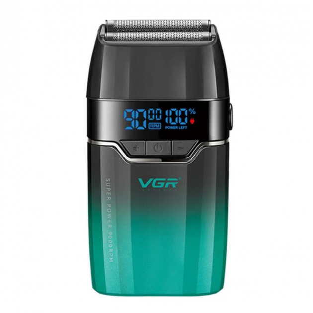 Электробритва VGR V-308 шейвер, двойное лезвие, 9000 RPM, LED дисплей Зелёный - изображение 2