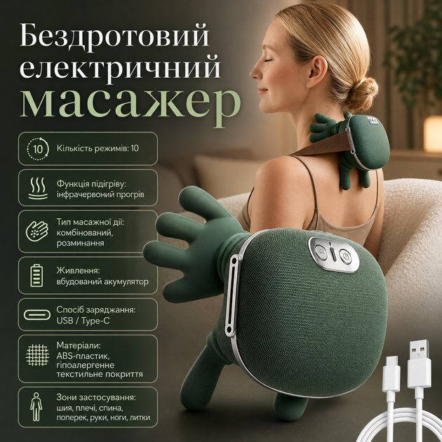 Беспроводной электрический массажер для шеи спины плеч тела USB домашний компактный - изображение 8