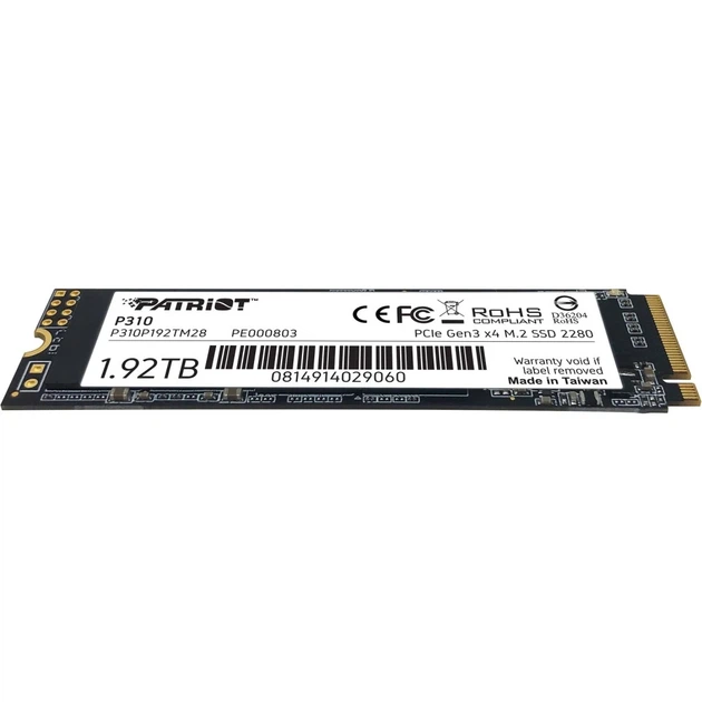 Накопитель SSD M.2 Patriot P310 1920GB NVMe PCIe 3.0x4 80x22x3,8 мм 3D NAND TLC - изображение 5
