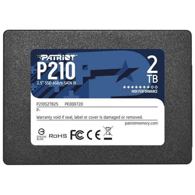 Накопитель SSD 2.5" Patriot P210 2TB SATA III 3D QLC 100,45x69,85x7 мм - Фото 1 Накопитель SSD 2.5" Patriot P210 2TB SATA III 3D QLC 100,45x69,85x7 мм - изображение 1