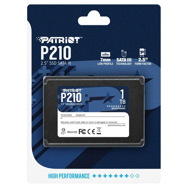 Накопитель SSD Patriot P210 1TB 2.5" SATAIII 3D QLC 100,45x69,85x7 мм - изображение 2