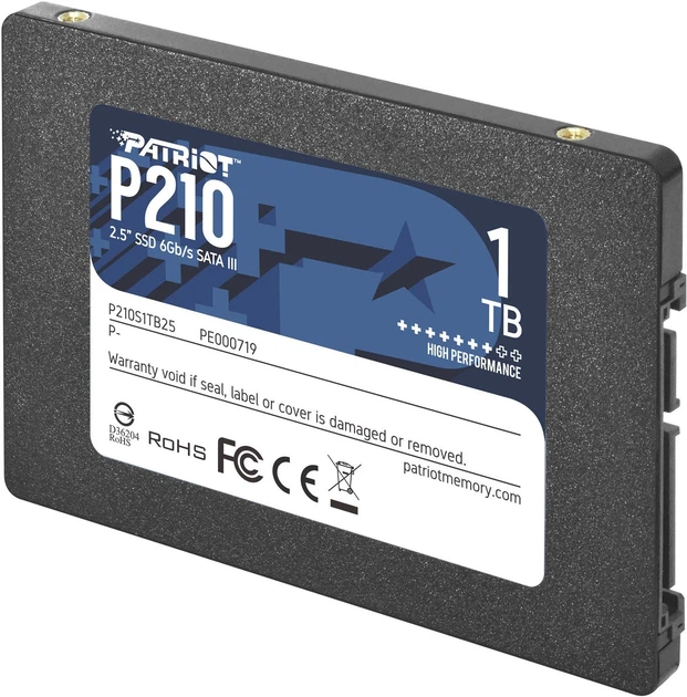 Накопитель SSD Patriot P210 1TB 2.5" SATAIII 3D QLC 100,45x69,85x7 мм - изображение 3