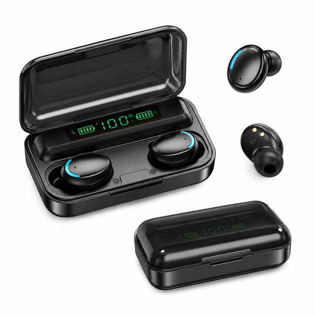 Беспроводные наушники F9 TWS bluetooth 5.1 black OPM с павербанком - Фото 9 Беспроводные наушники F9 TWS bluetooth 5.1 black OPM с павербанком - изображение 9