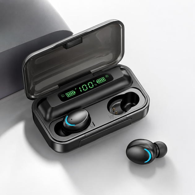 Беспроводные наушники F9 TWS bluetooth 5.1 black OPM с павербанком - Фото 10 Беспроводные наушники F9 TWS bluetooth 5.1 black OPM с павербанком - изображение 10