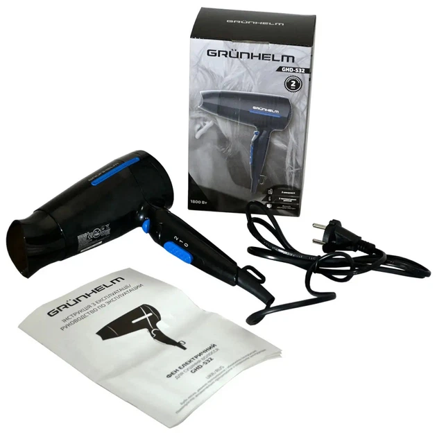 Фен Grunhelm GHD-533 1800 Вт чорний - зображення 6