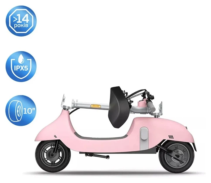 Електросамокат з сидінням OKAI Ceetle PRO EA10C Pink 10', 350(900)W, 25Km/h, 10.4Ah, 55Km, 20%, NFC, App.29kg (KOS_EA10C-P) - изображение 4